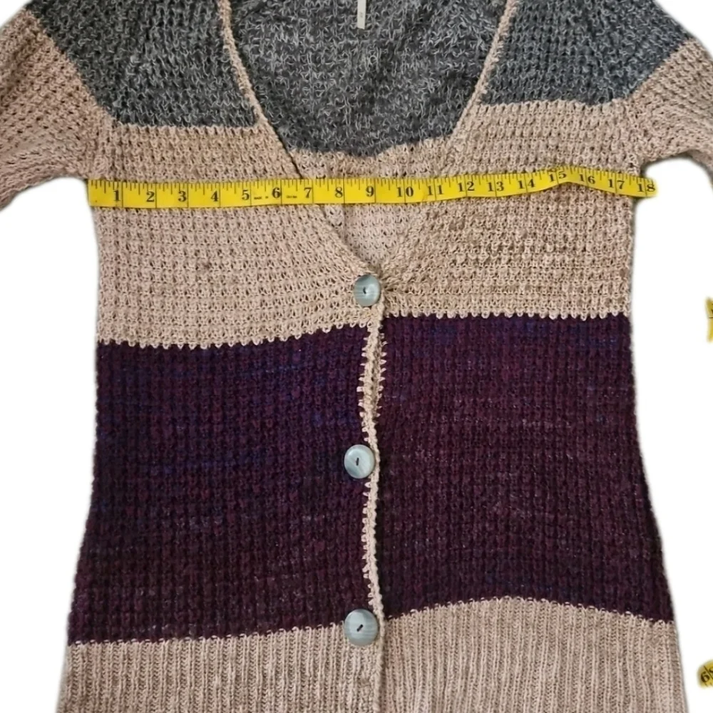 Free People Womens Color Blocked Lake Tahoe Knit Long Sleeve Cardigan M